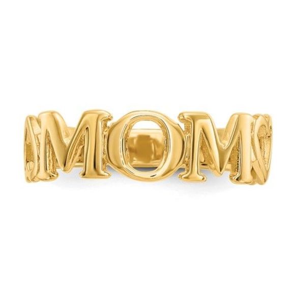 14K Yellow Gold MOM Ring for Mother's Day Gifts - 6.50mm - Picture 4 of 6